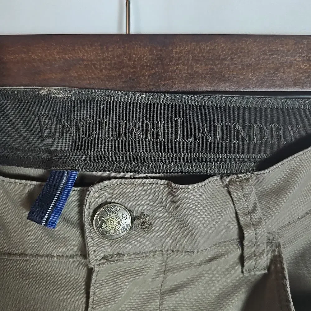 English Laundry Brown Stretch Chino Pants Men's 34x30 Slim Straight Leg, Casual